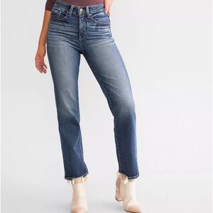 Buckle Black Womens Cropped Straight Stretch Jeans